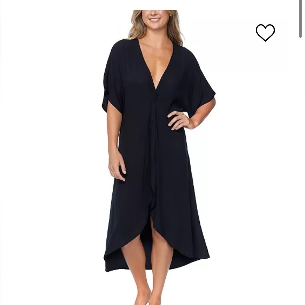 Raisins Black Juniors Paradise Cove Gauzy Ruffle Swim Dress Cover Up MIDI Beach